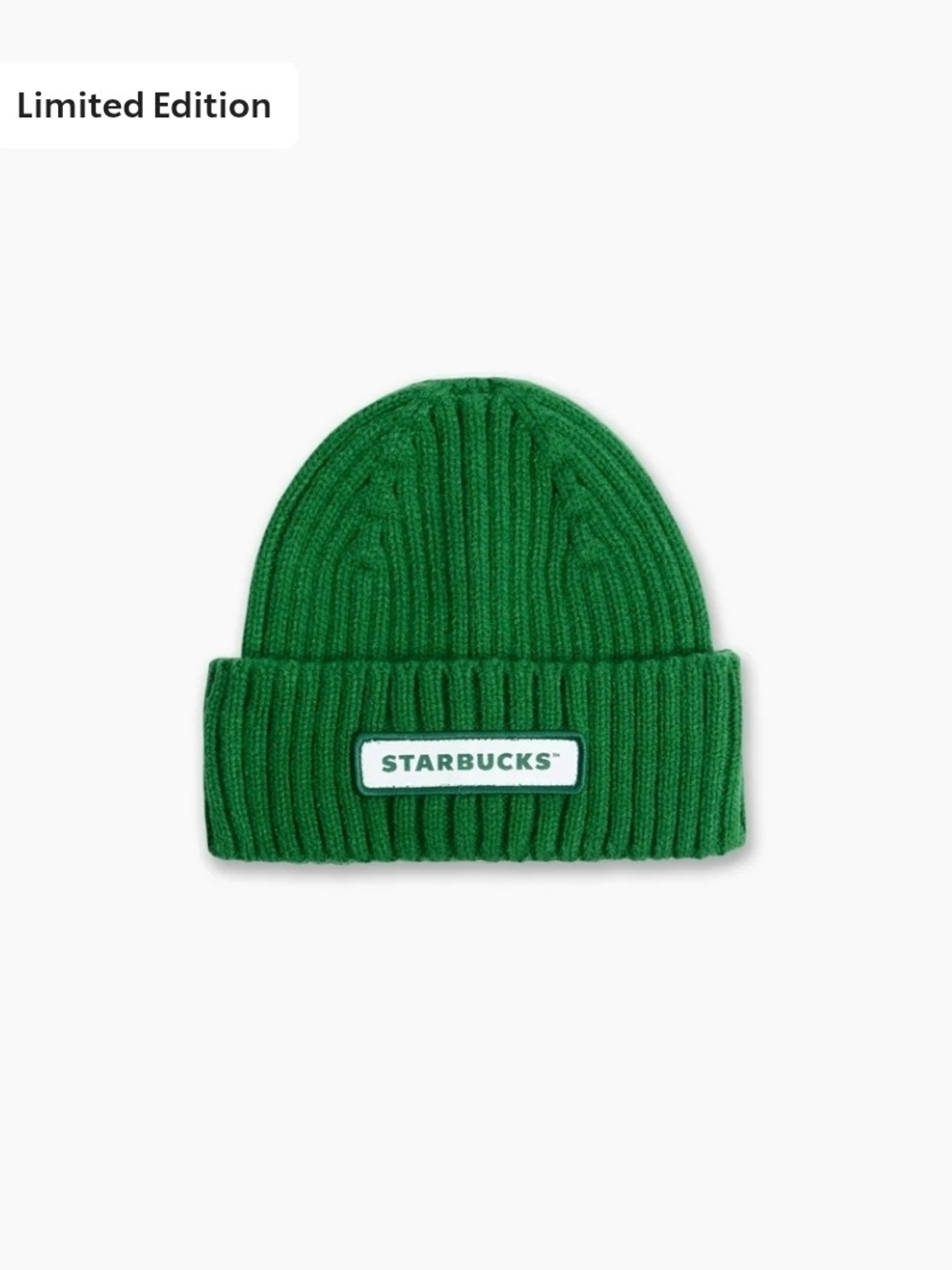 Starbucks Green Ribbed Cuff Beanie